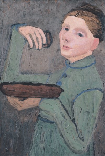 Self-Portrait, Half-Figure Facing Left, Holding a Bowl and a Glass by Paula Modersohn Becker